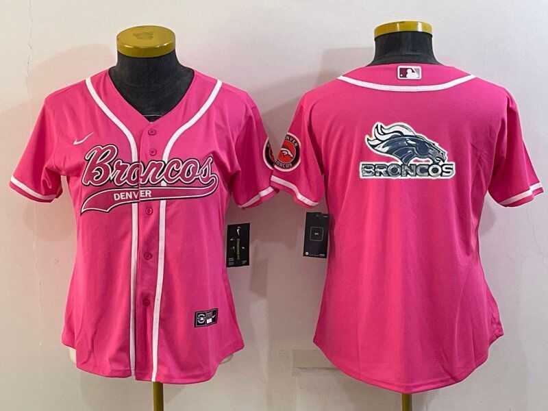 Women's Denver Broncos Pink Team Big Logo With Patch Cool Base Stitched Baseball Jersey,We sell and wholesale Women's Denver Broncos Pink Team Big Logo With Patch Cool Base Stitched Baseball Jersey on line form chian!